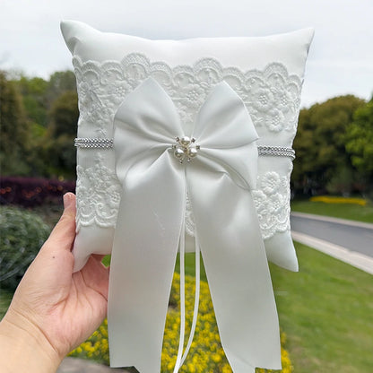 Coussin Alliance Dentelle Perles Blanc