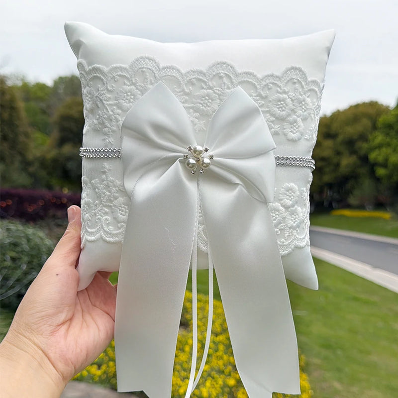 Coussin Alliance Dentelle Perles Blanc — vue 7