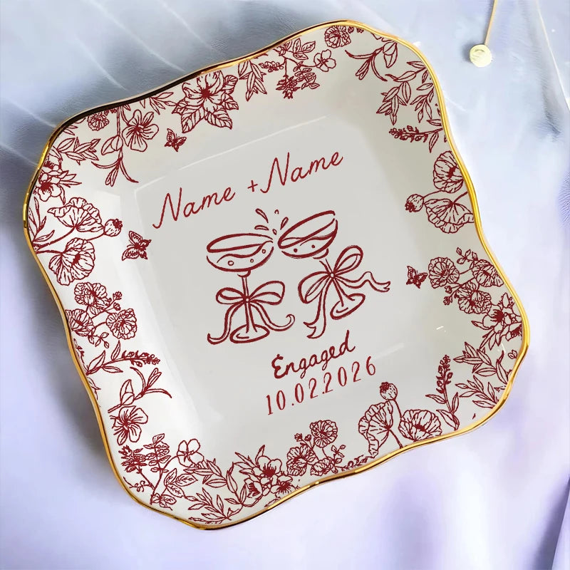 Coupelle à bijoux céramique toile de Jouy