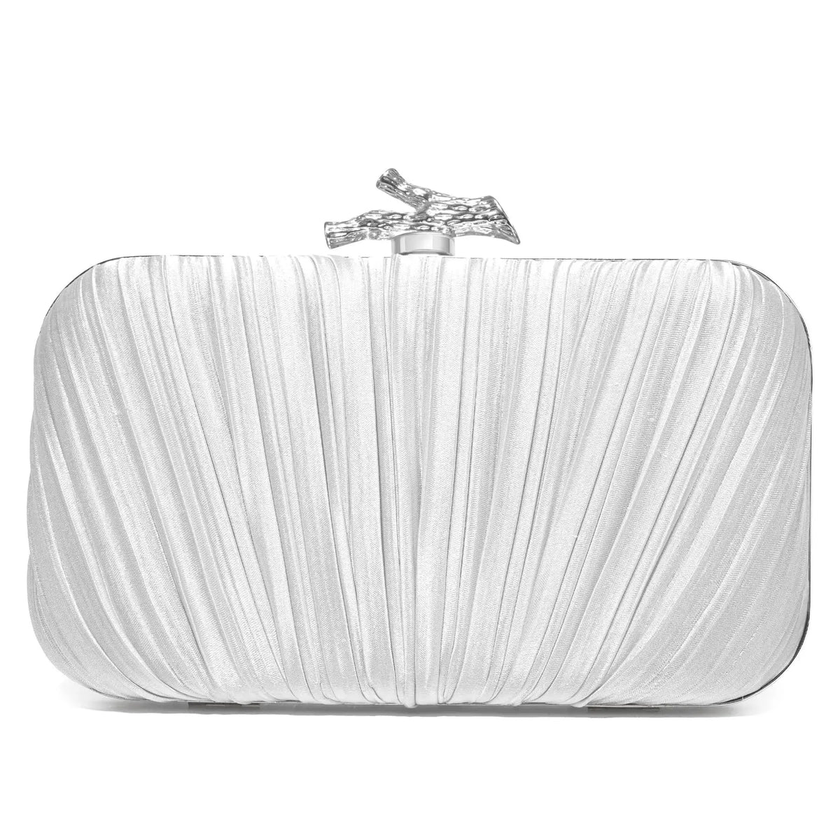Pochette Mariage Satin Plissé à Chaîne
