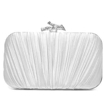 Pochette Mariage Satin Plissé à Chaîne