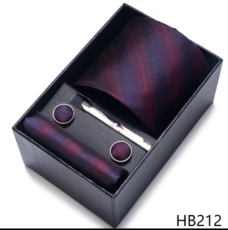 Coffret Cravate Mariage Homme Pochette et Boutons de Manchette