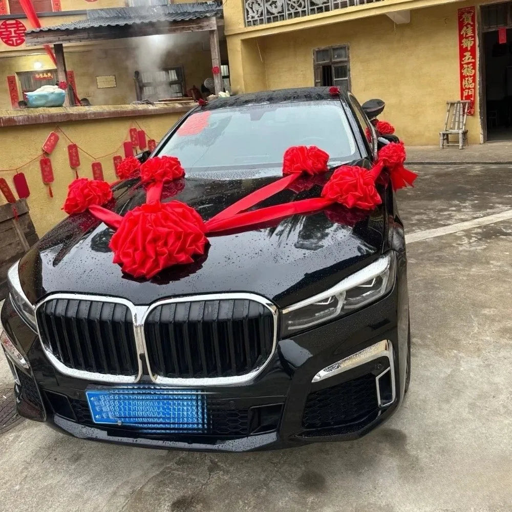 Décoration Voiture Mariage Rouge pour Capot — vue 8