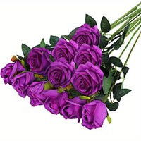 Fleurs artificielles mariage roses 12 tiges — Violet