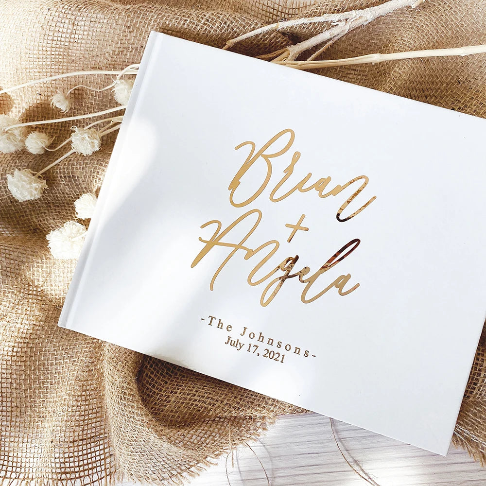 Livre d'or mariage blanc personnalisé couverture rigide