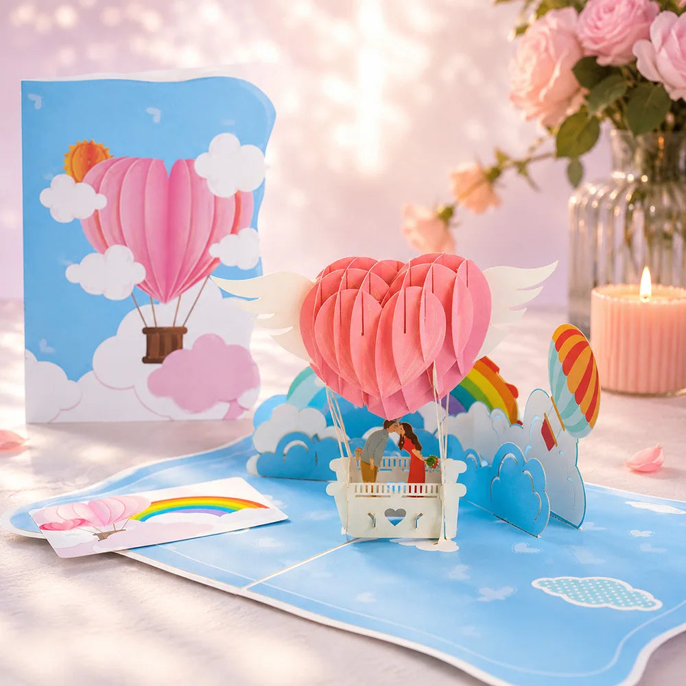 Carte Pop-Up 3D Fleurs et Mariage
