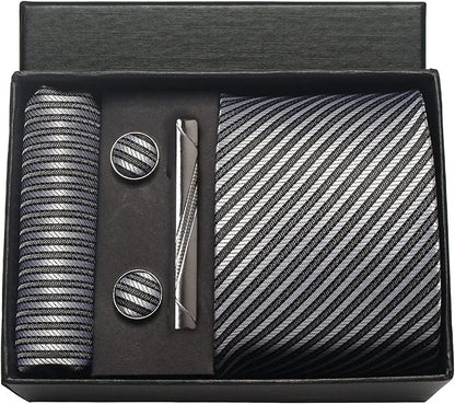 Coffret Cravate Mariage 8 cm Pochette Pince et Manchettes