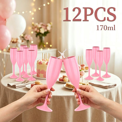 12 Flûtes Champagne Mariage Plastique
