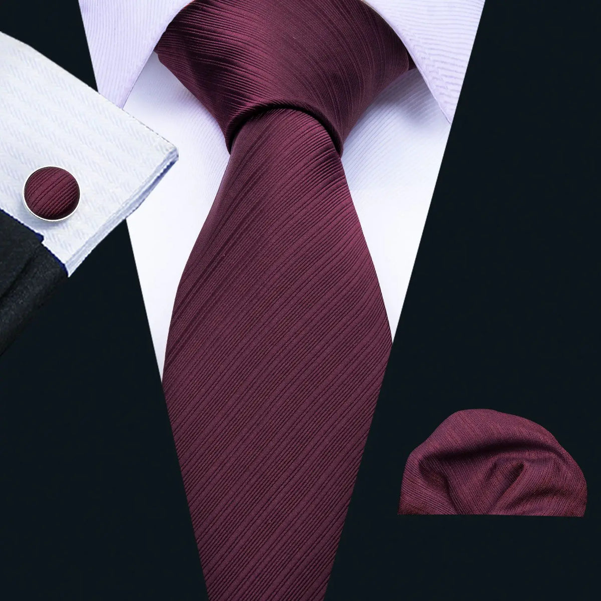 Cravate Mariage Homme Pochette et Manchettes — vue 11