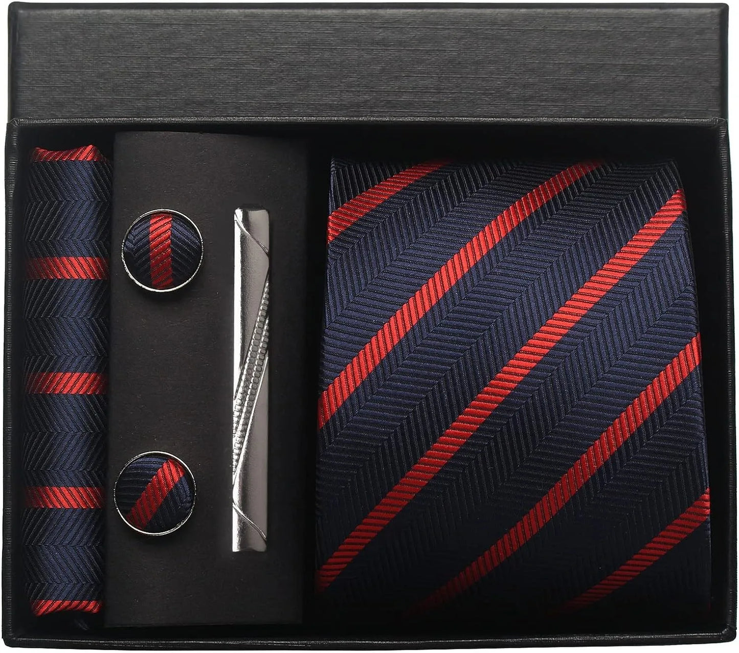 Coffret Cravate Mariage 8 cm Pochette Pince et Manchettes