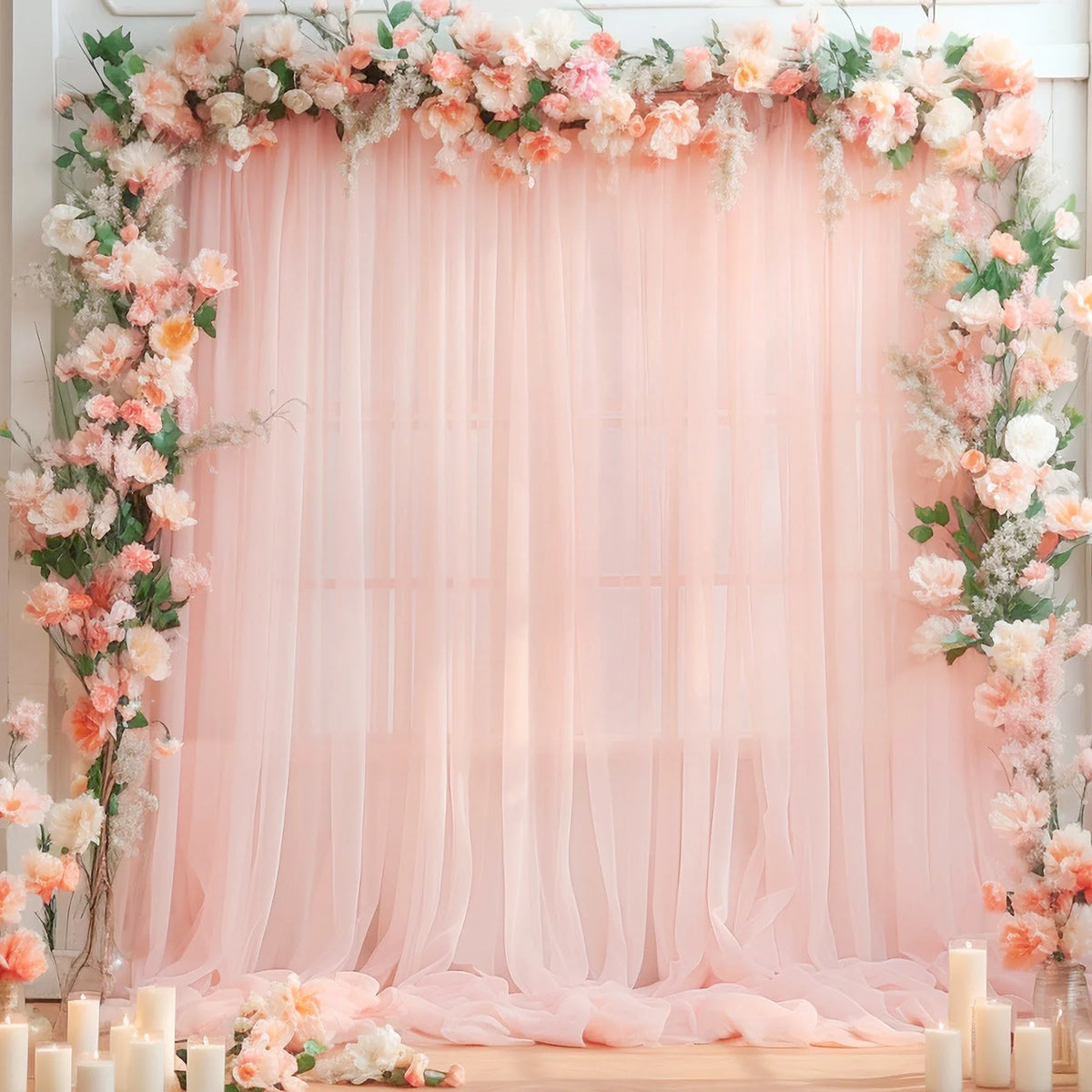 Voilage arche mariage mousseline passe-tringle