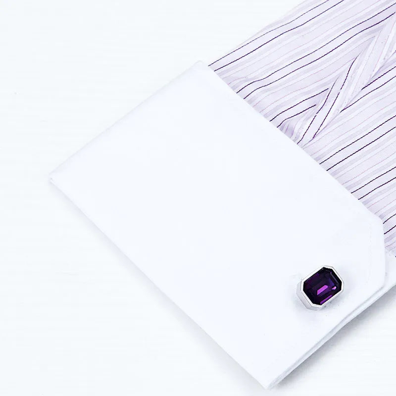 Bouton de manchette mariage cristal violet — vue 5