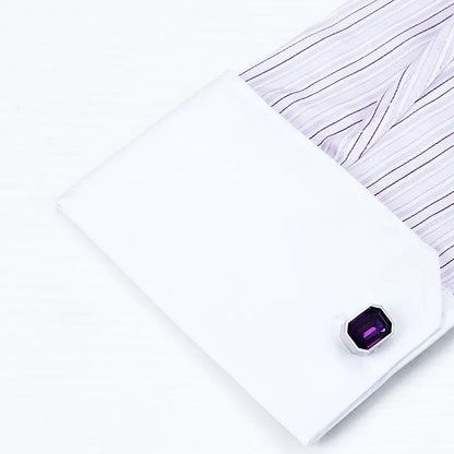 Bouton de manchette mariage cristal violet — vue 5