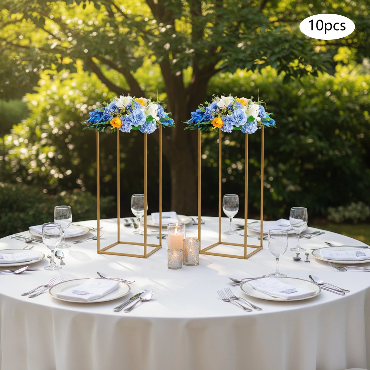 Centre de Table Mariage Colonne Dorée