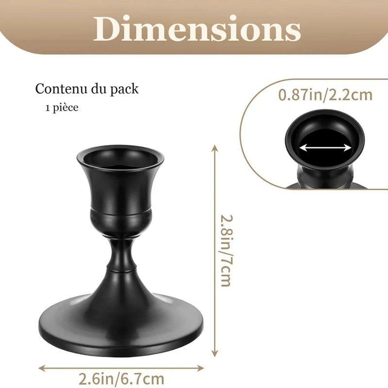 Bougeoir Mariage Vintage en Métal, Kit de 3 — 1 Bougeoir Noir