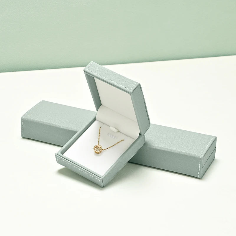 Écrin bague simili cuir vert sauge — vue 5