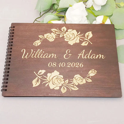 Livre d'Or Mariage Bois Gravé Personnalisé B5