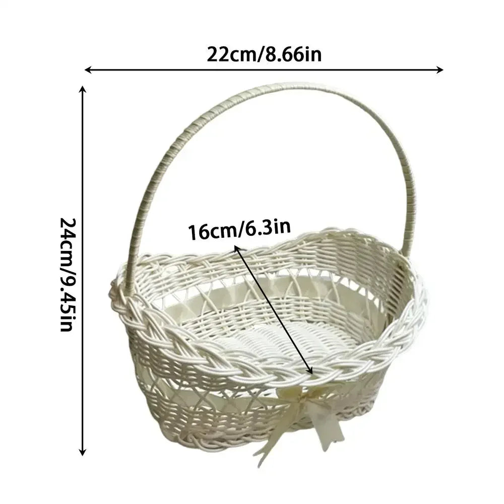 Panier à pétales mariage tressé blanc