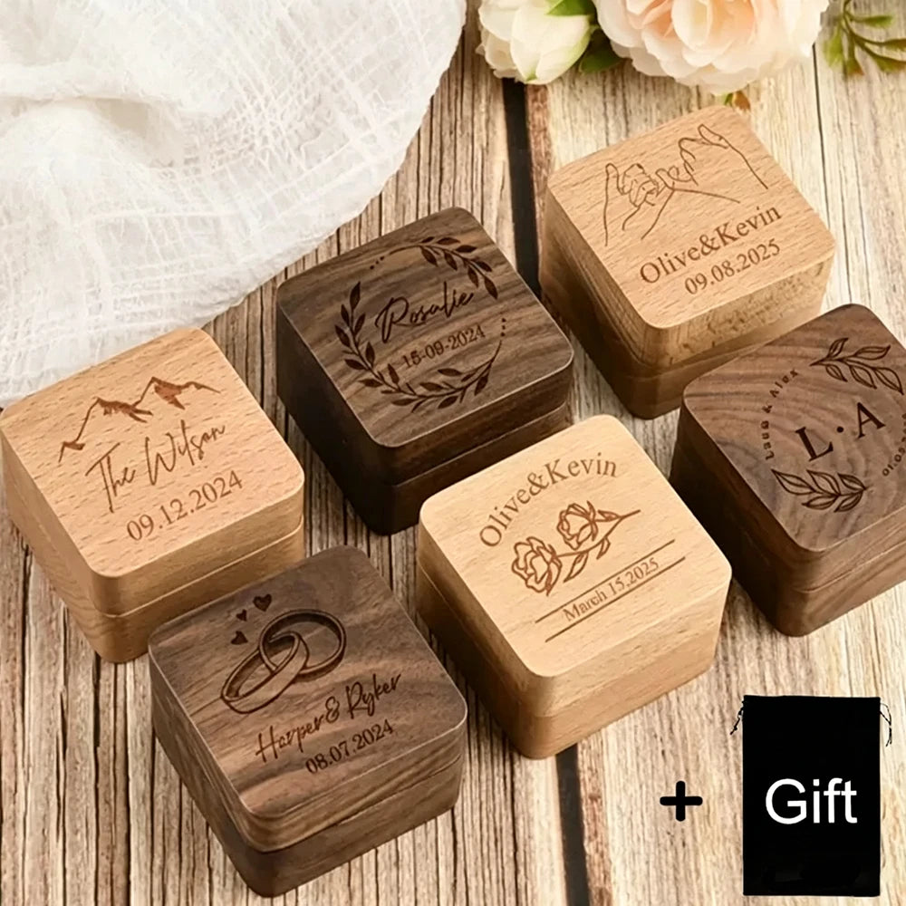 Boîte alliance bois gravée personnalisée