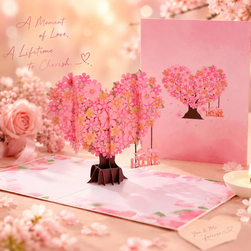 Carte Pop-Up 3D Fleurs et Mariage