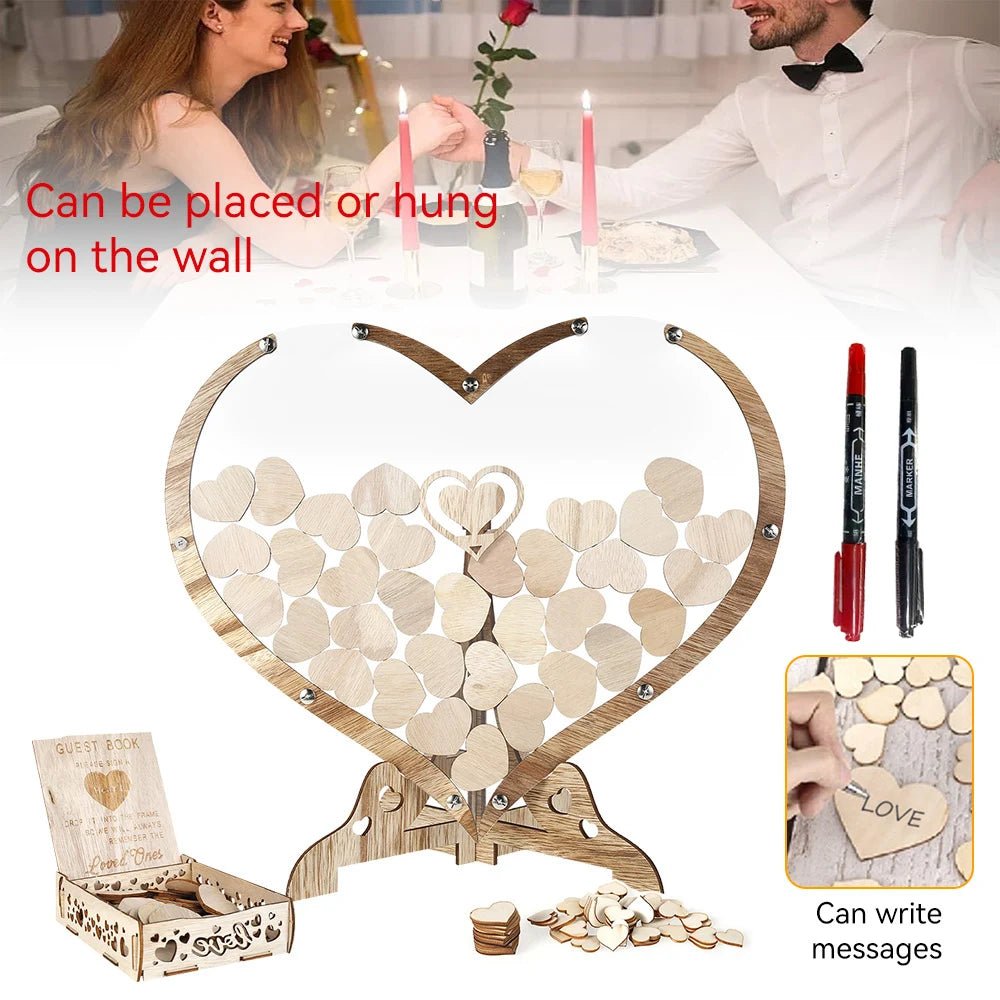Livre d'Or Mariage Original Cadre Cœur Bois