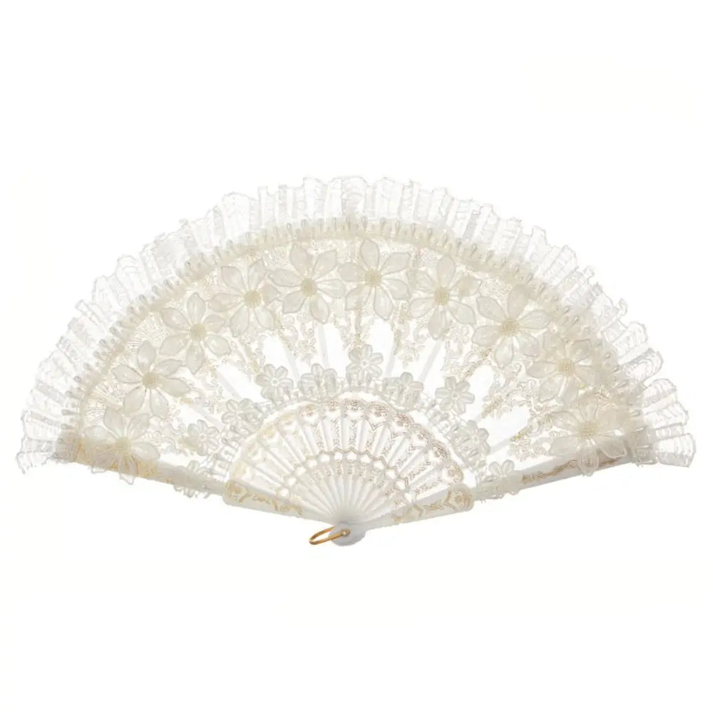 Éventail Dentelle Perlé Rétro Mariage