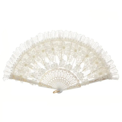 Éventail Dentelle Perlé Rétro Mariage
