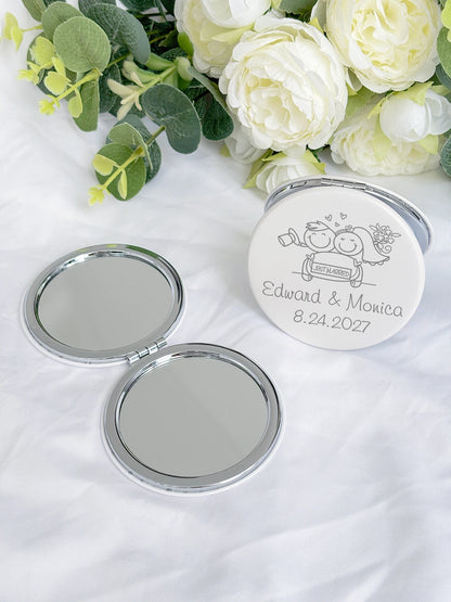 Miroir de Poche Argenté Personnalisé Mariage
