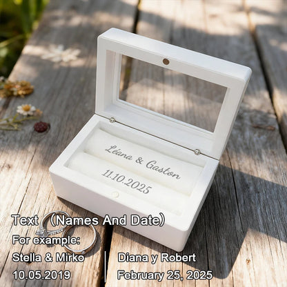 Boîte à alliance bois blanc personnalisée mariage
