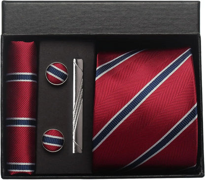 Coffret Cravate Mariage 8 cm Pochette Pince et Manchettes