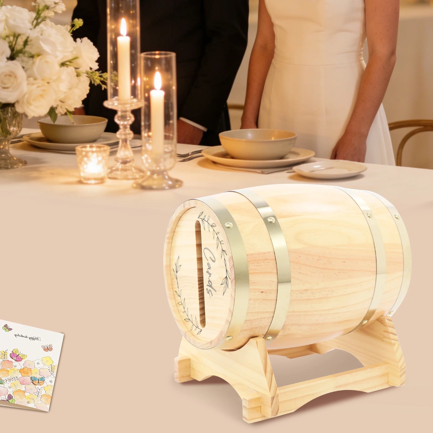 Urne mariage tonneau bois clair