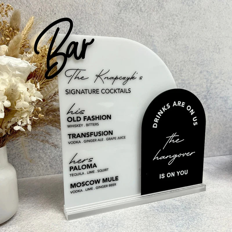 Panneau Mariage Bar à Cocktails