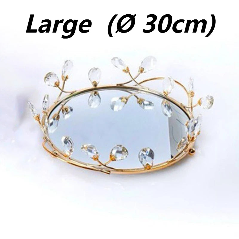 Plateau Miroir Cristal Doré Mariage