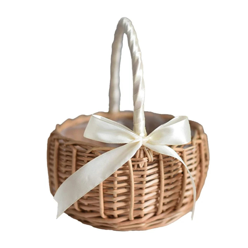 Panier fille d'honneur en osier ruban satin