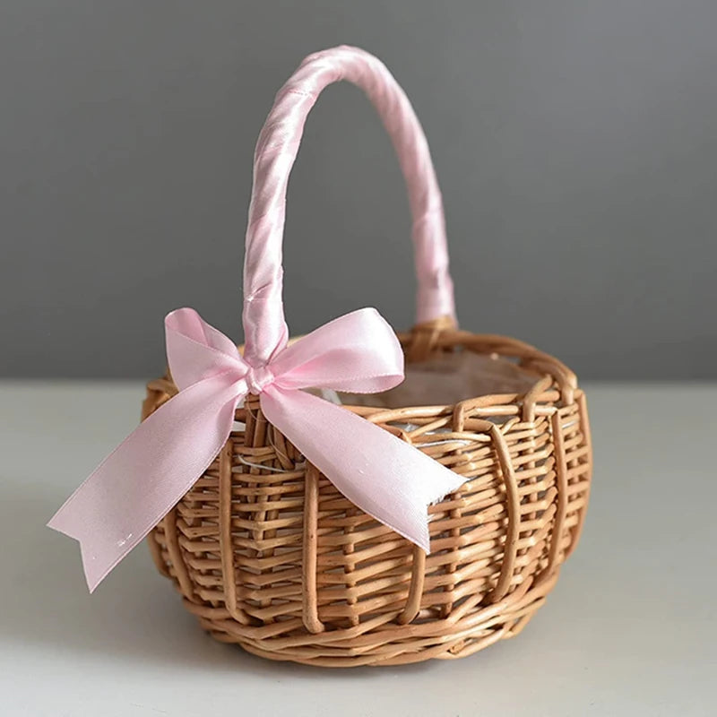 Panier fille d'honneur en osier ruban satin