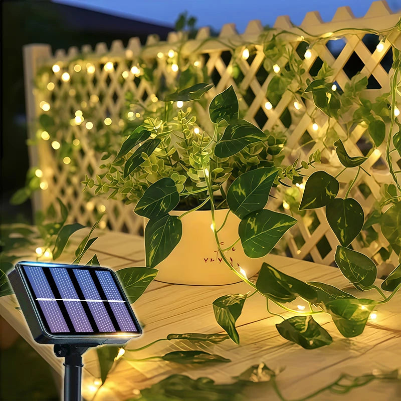 Guirlande lumineuse mariage solaire à feuilles — vue 7
