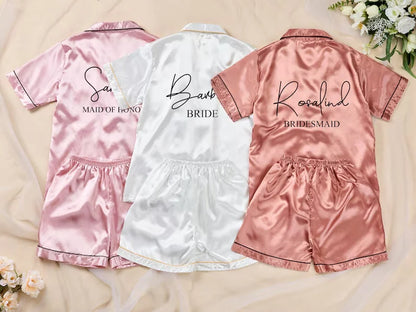 Pyjama Short Satin Prénom Personnalisé