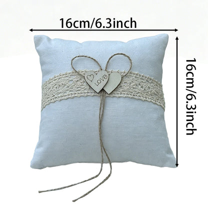 Coussin alliances champêtre cœur de jute — vue 5