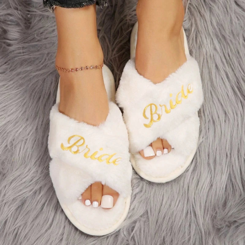 Chaussons EVJF Brodés Bride et Bridesmaid