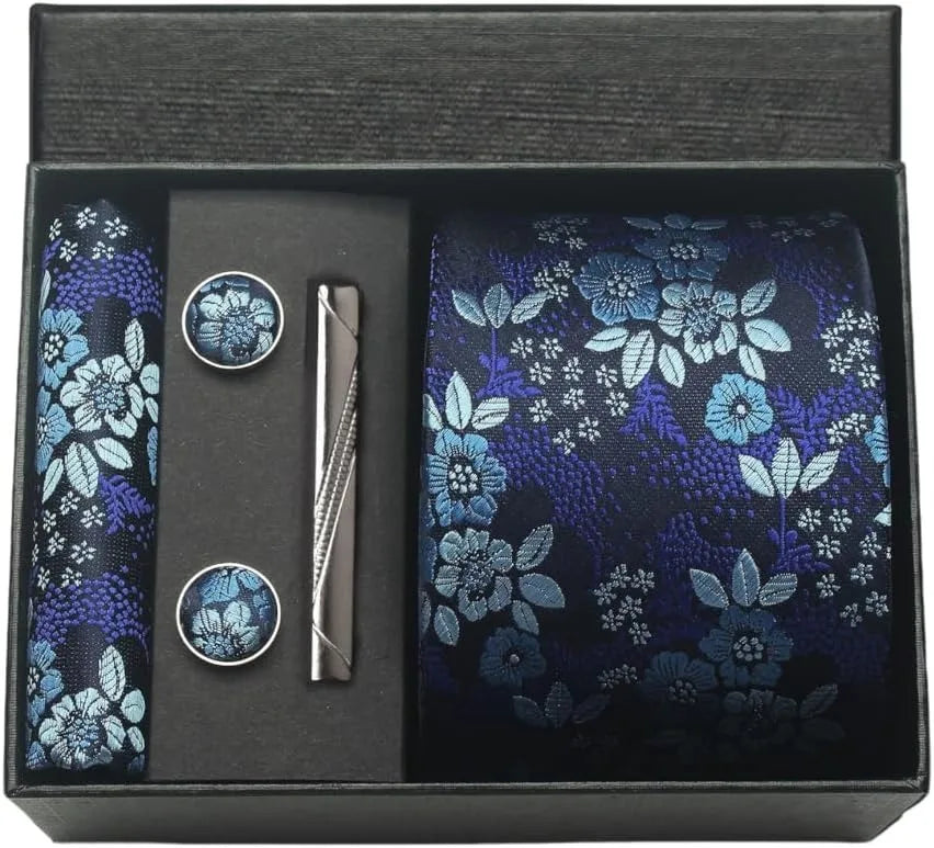 Coffret cravate mariage pochette et boutons manchette