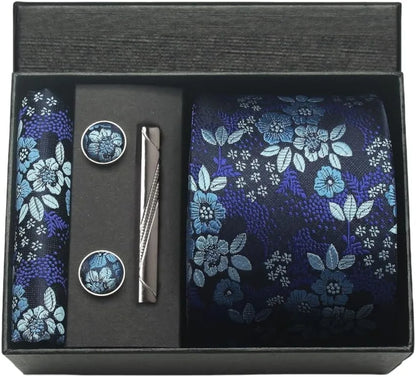 Coffret cravate mariage pochette et boutons manchette