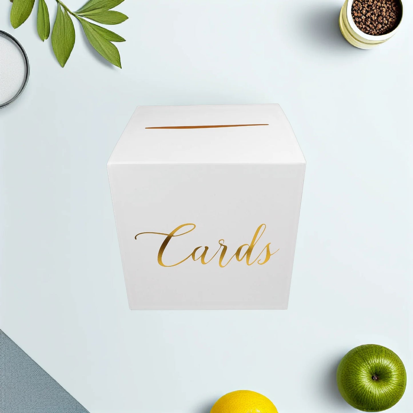 Urne mariage blanche dorée pour enveloppes