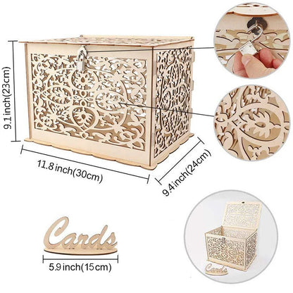 Urne Mariage Bois Ajouré Arabesques et Cadenas — vue 6
