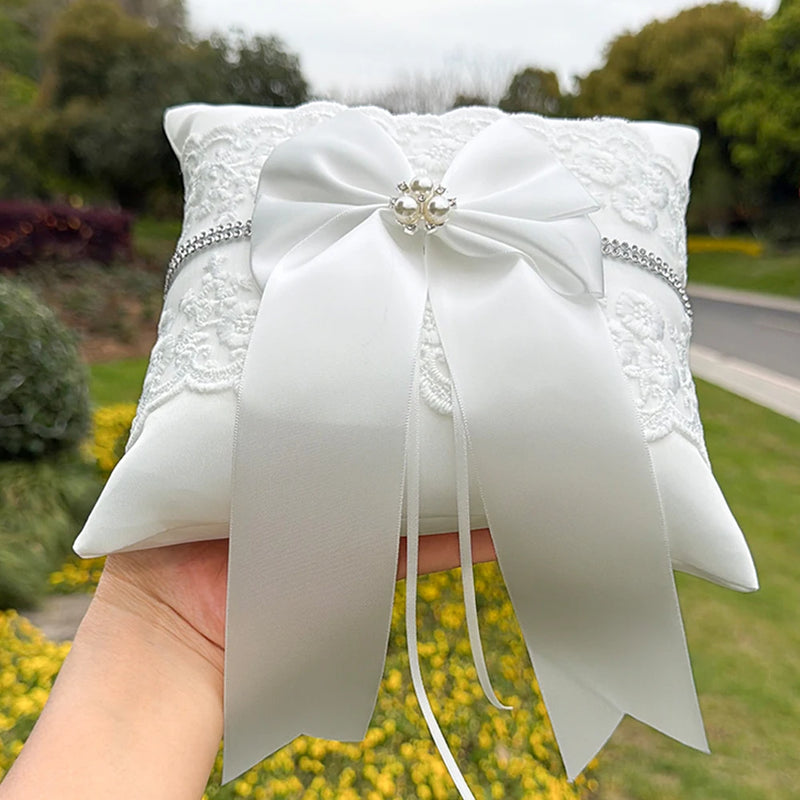 Coussin Alliance Dentelle Perles Blanc — vue 3