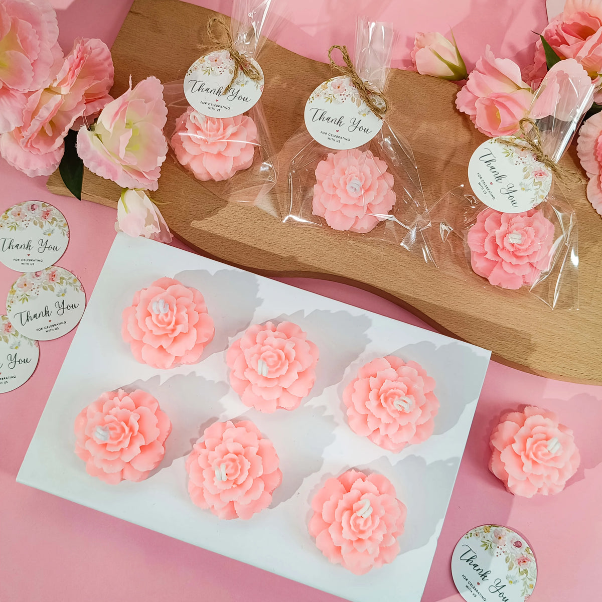 Bougies Pivoine Rose Cadeau Invités