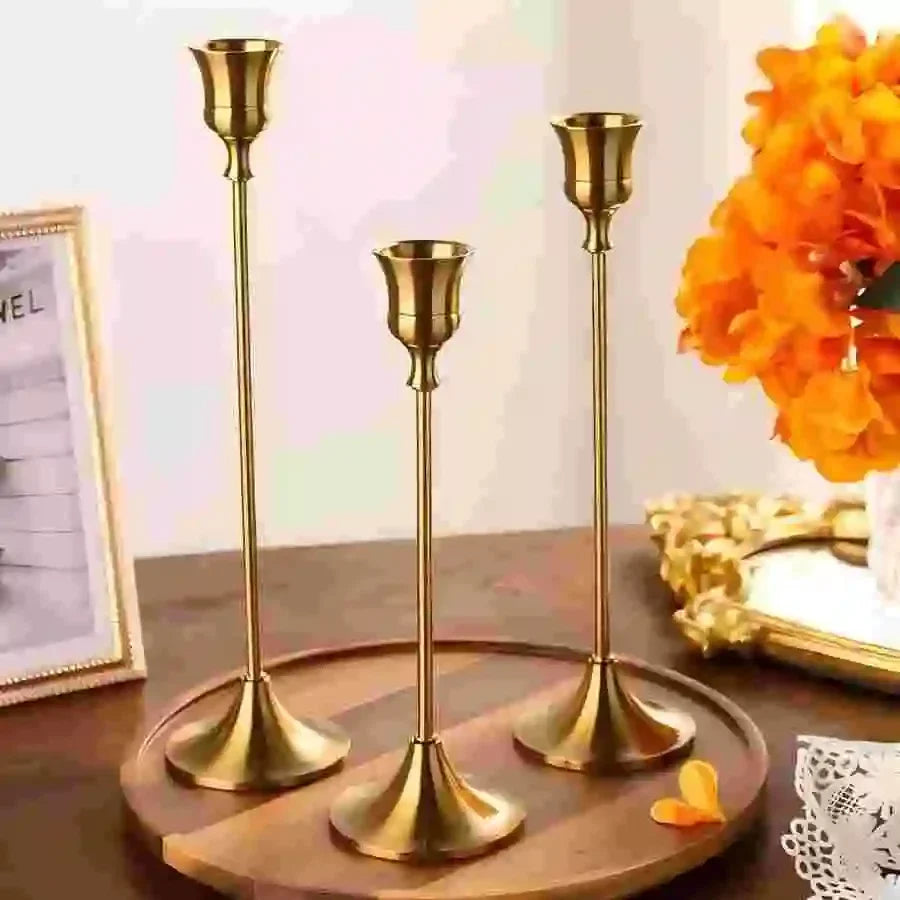 Bougeoir Mariage Métal Lot de 3 Chandeliers