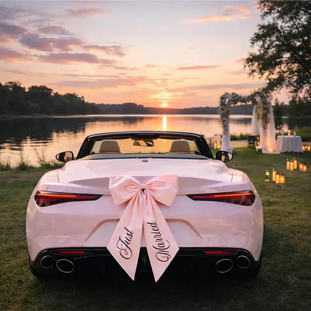 Grand Nœud Décoration Voiture Mariage — vue 3