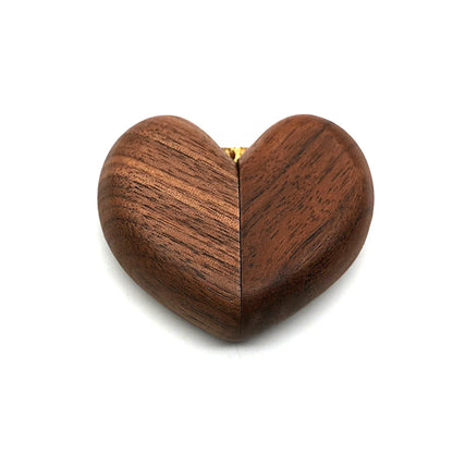 Boîte Alliance Mariage Cœur Noyer Personnalisée
