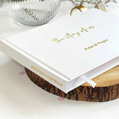 Livre d'or mariage blanc personnalisé couverture rigide