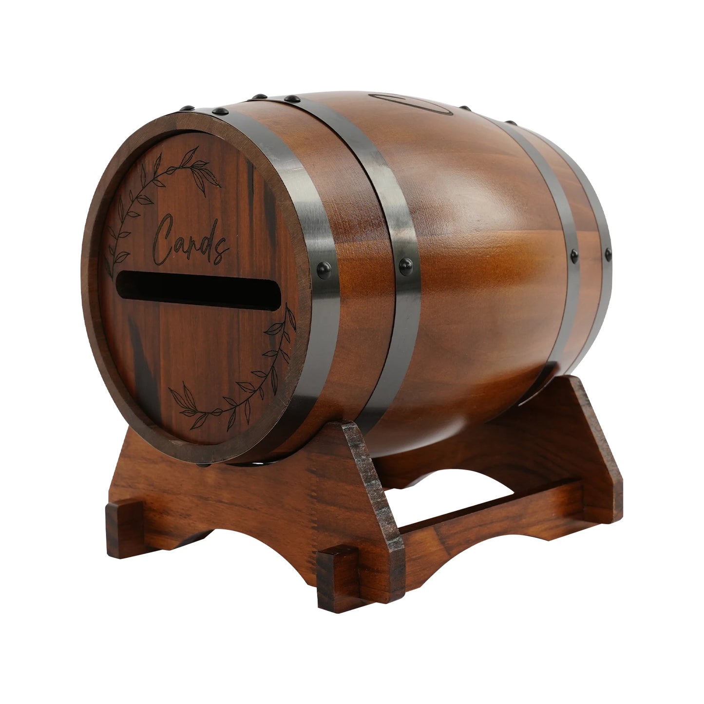 Urne mariage tonneau bois teinté chocolat